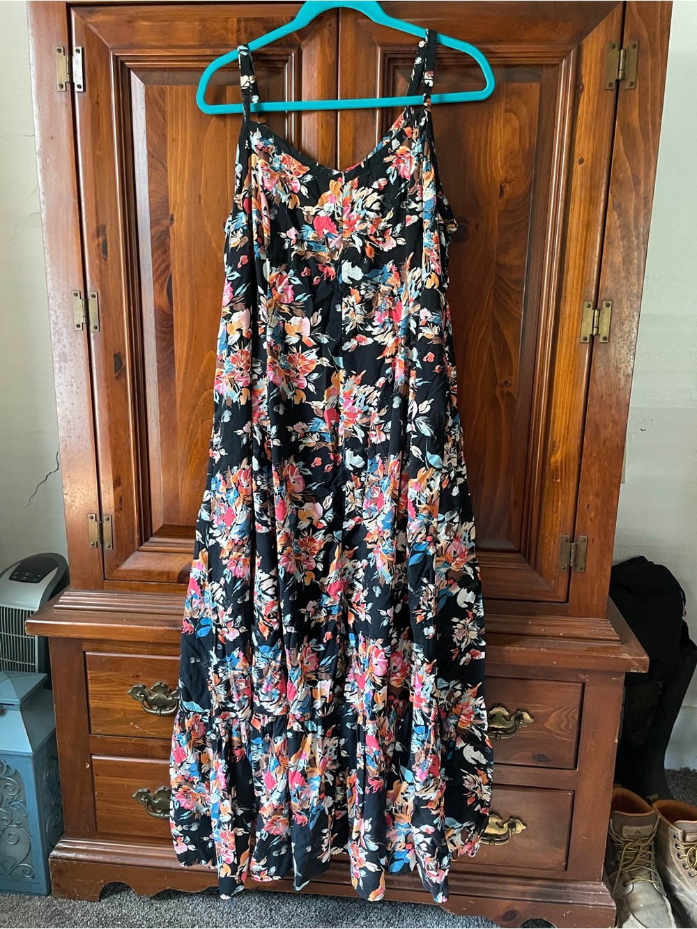 torrid Black Floral Spaghetti-Strap Maxi Dress